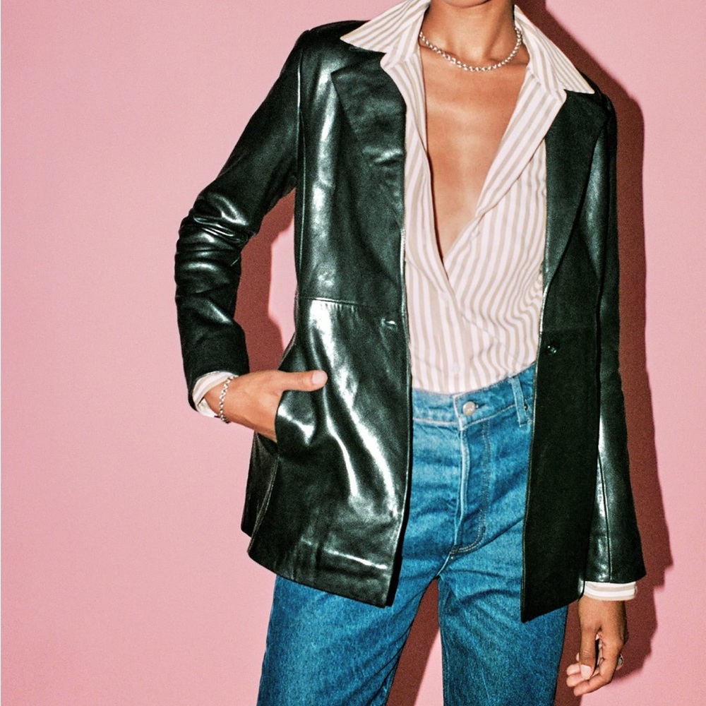 Reformation Veda Bowery Leather Blazer